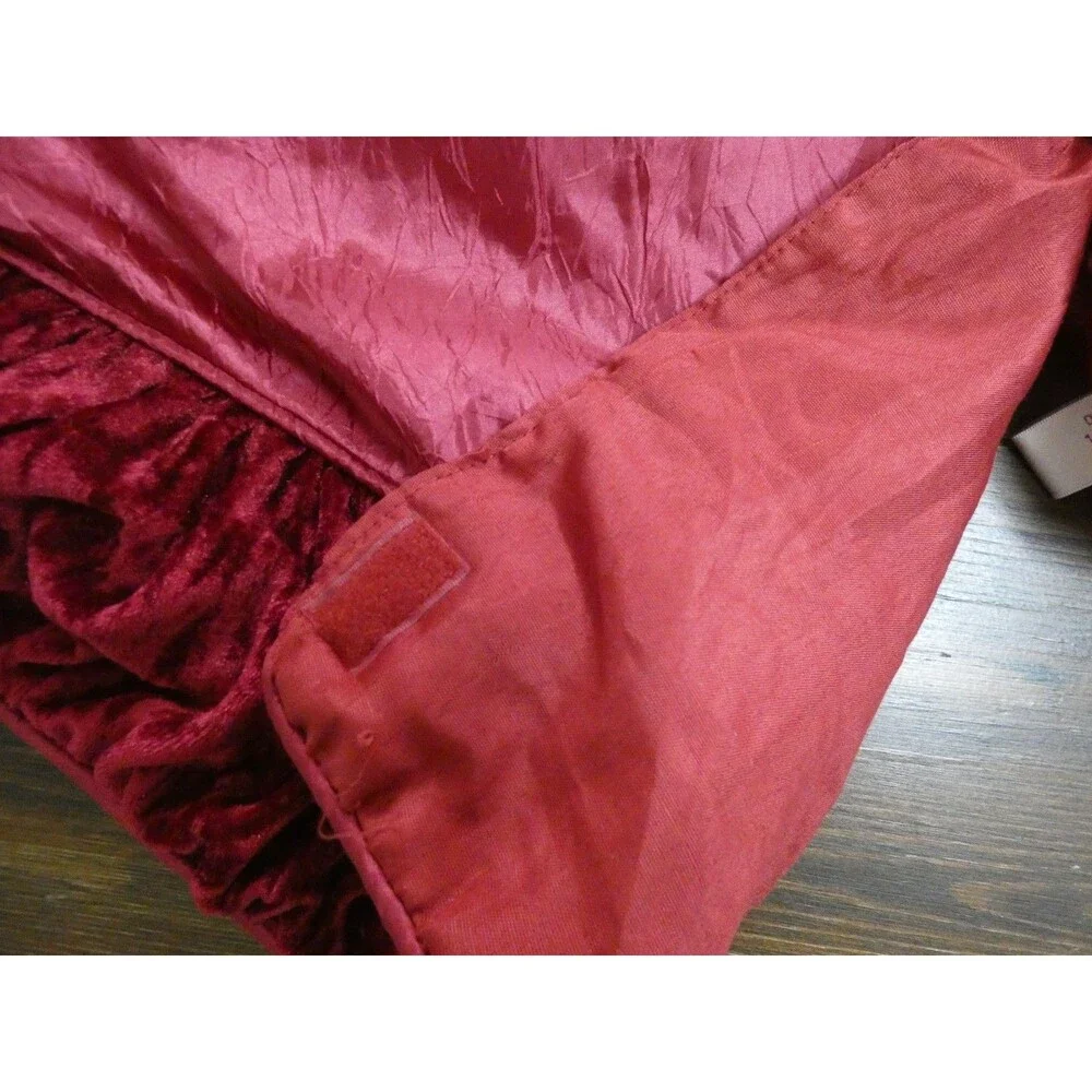 VTG Stratford Home Red Velvet & Satin Christmas Tree Skirt Ruffle 55